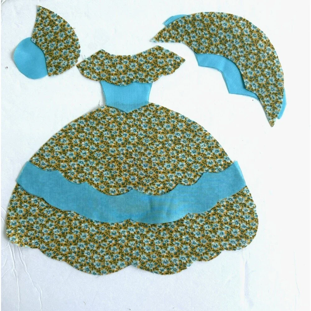 4 Vintage Sunbonnet Sue Southern Belle Quilt Applique Cut Out Pieces for Quilts